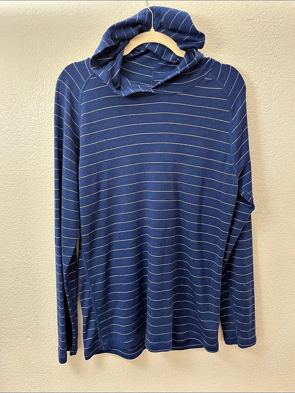 Woolx Ryann Hoodie Striped 100% Australian Merino Wool Blue & Yellow M